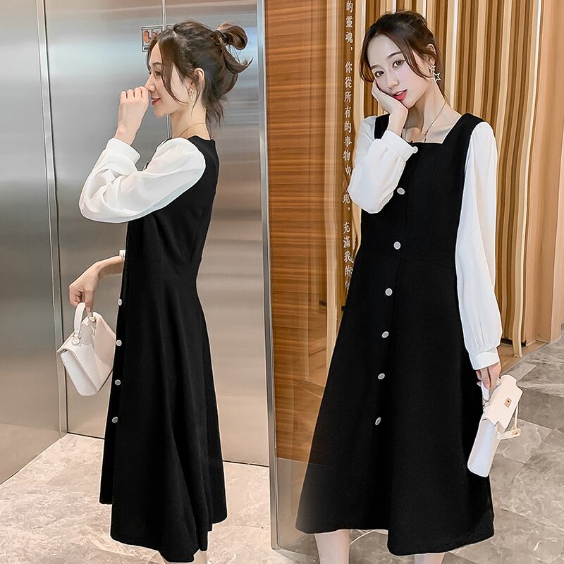 【新作】【送料無料】 母乳育児ドレス授乳ドレスハンバージョン膝上に長く薄い看護ドレス ロング AL expec310179636986