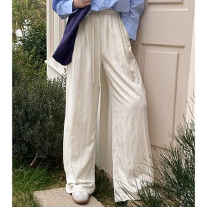 twill draped wide leg casual pants