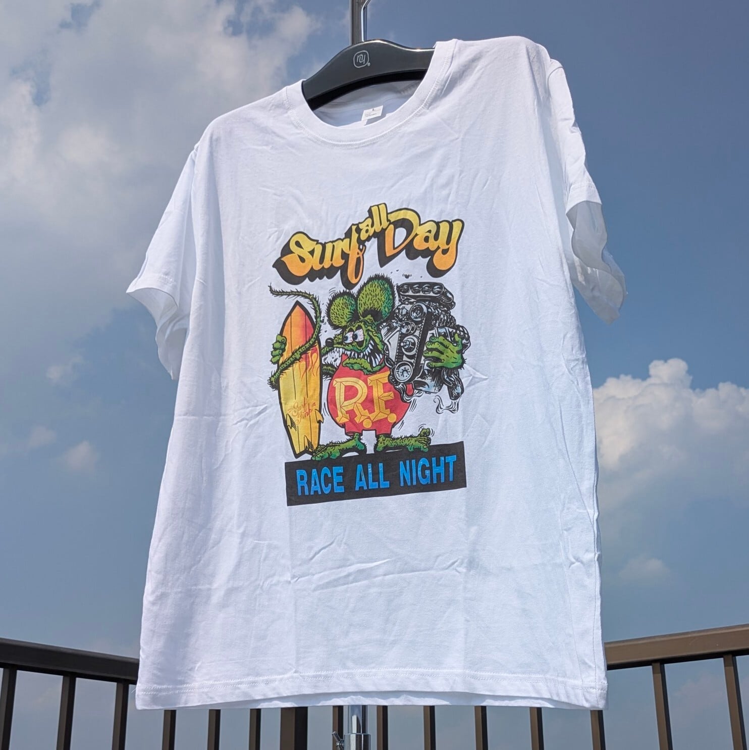 【 RATFINK( ラットフィンク ) 】『 RACE ALL NIGHT 』Tシャツ / WHITE〚アメリカン雑貨 アメトイ〛