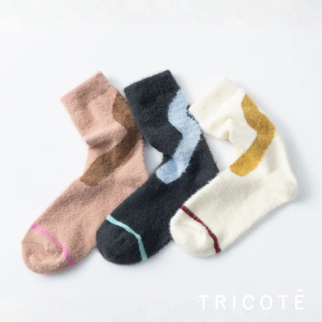 トリコテ TRICOTE 靴下 シャギーラインソックス レディース 日本製 国産 秋冬 おしゃれ 薄手 ブランド かわいい ギフト プレゼント ブラック 黒 アイボリー ブラウン 23-25cm TR53SO016 Tr003