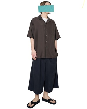 ssstein "CUPRO TWILL OVERSIZED OPEN COLLAR SS SHIRT〔DARK BROWN〕"