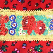 【フォークダンス衣装】レッド スカート 花柄 刺繍 華やか 赤 緑 グリーン ピンク イエロー 黄 鮮やか リボン チロリアン 青