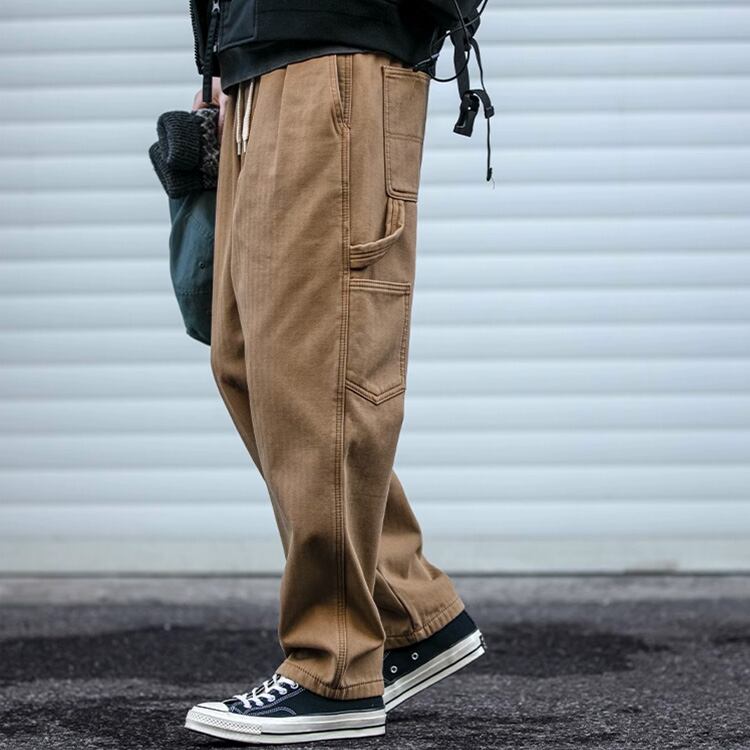 ★HERRINGBONE TWILL BASIC VELVET STRAIGHT PANTS　A0882