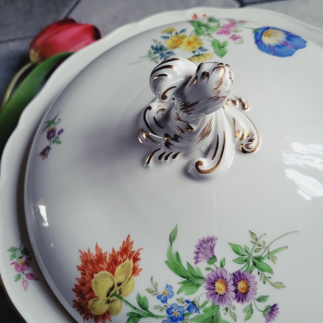 【訳アリ特価】マイセン　直径約26.5cm！蓋付き深皿