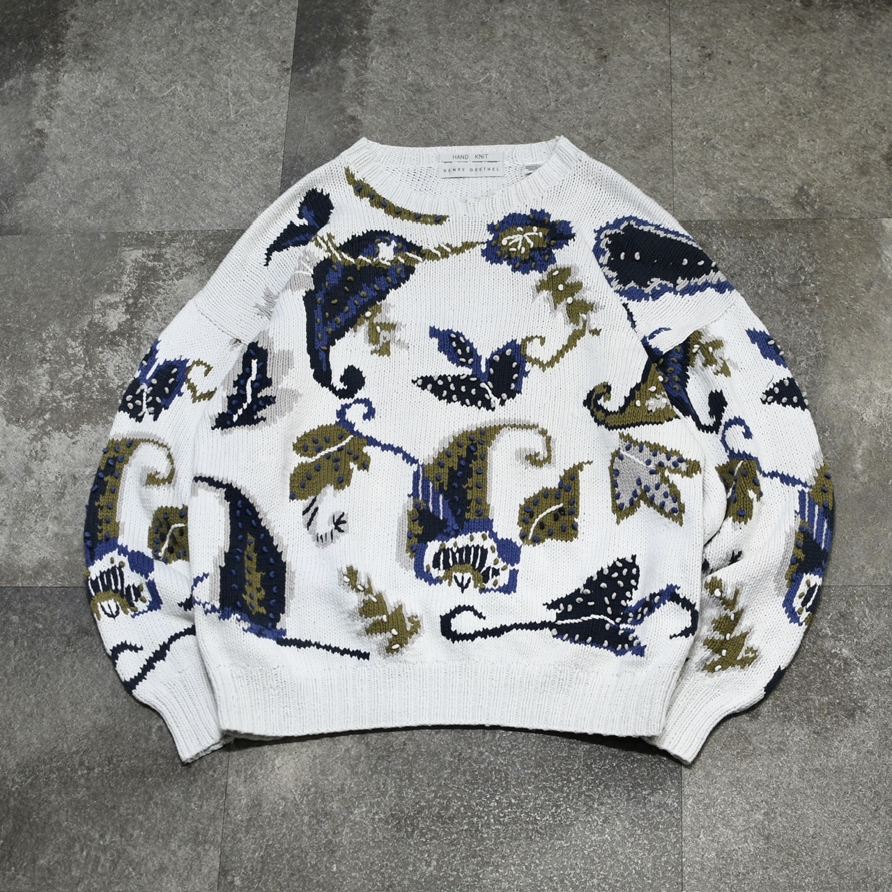 HENRY GRETHEL paisley pattern cotton hand knit