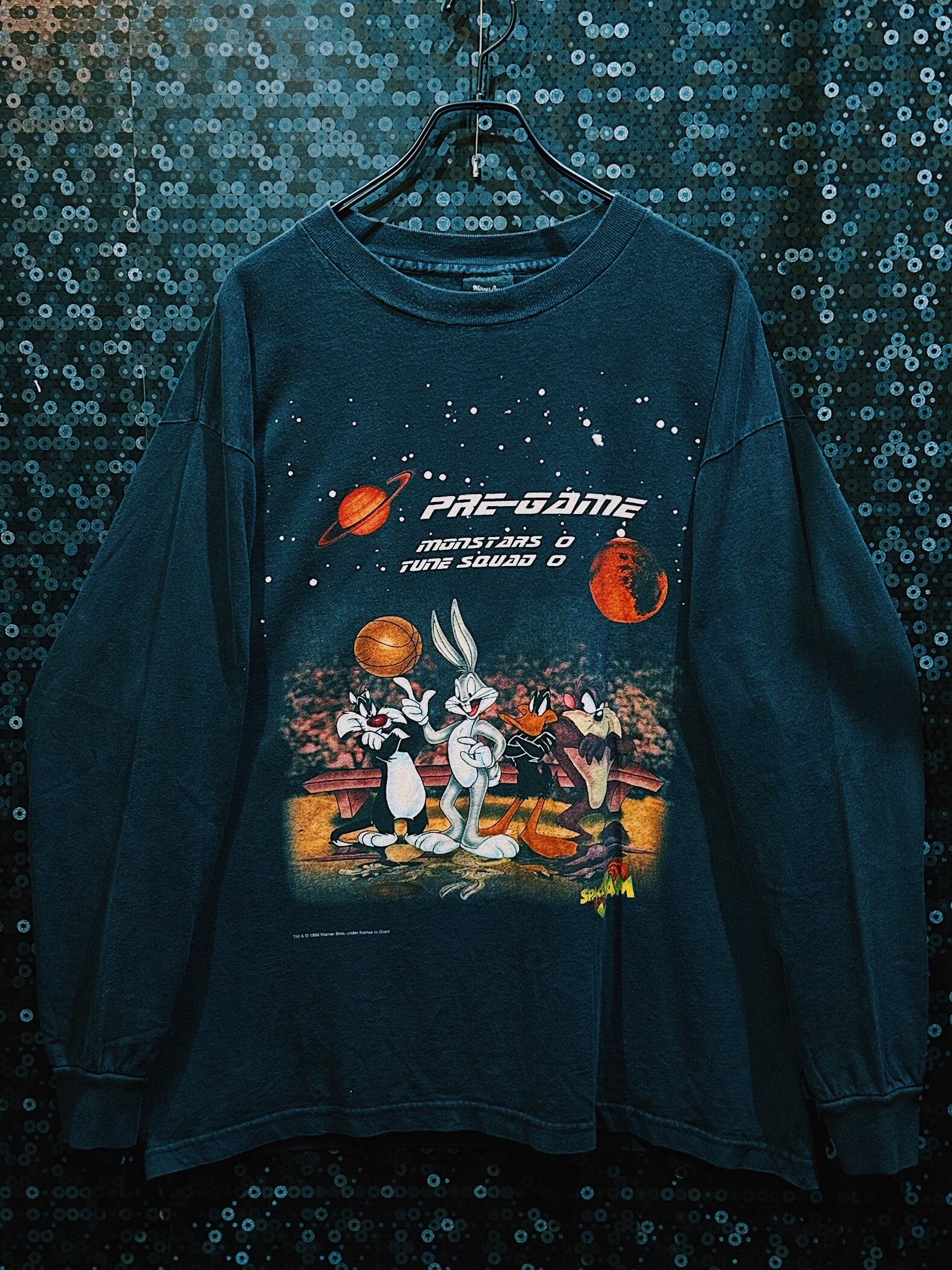 【ÆIEM】"space jam"vintage basketball game Looney Tunes characters double sided print long T-shirt