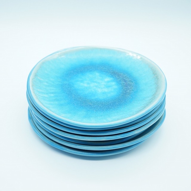 ６寸リム皿　ブルー【幸陶器】