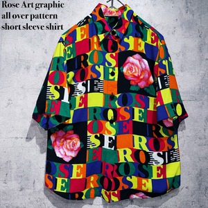 Rose Art graphic all over pattern short sleeve shirt