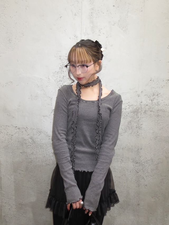 LAYERED CHECK ASYME SKIRT