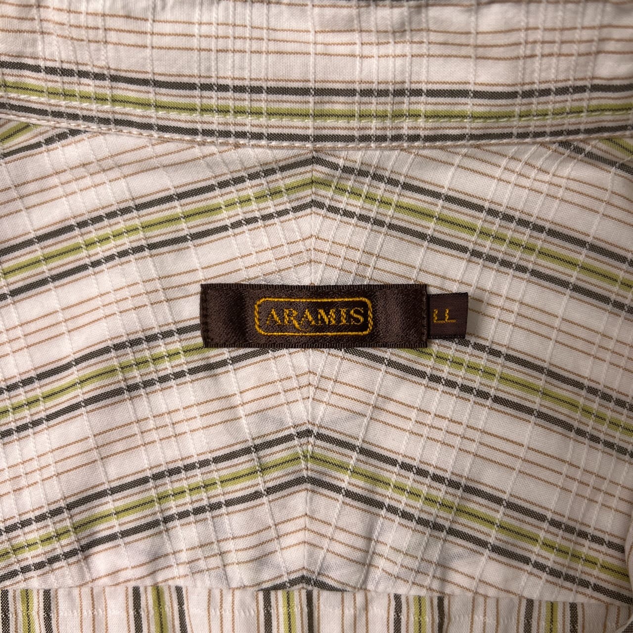 ARAMIS アラミス チェック柄 半袖シャツ LL/ホワイト ベージュ ライトグリーン