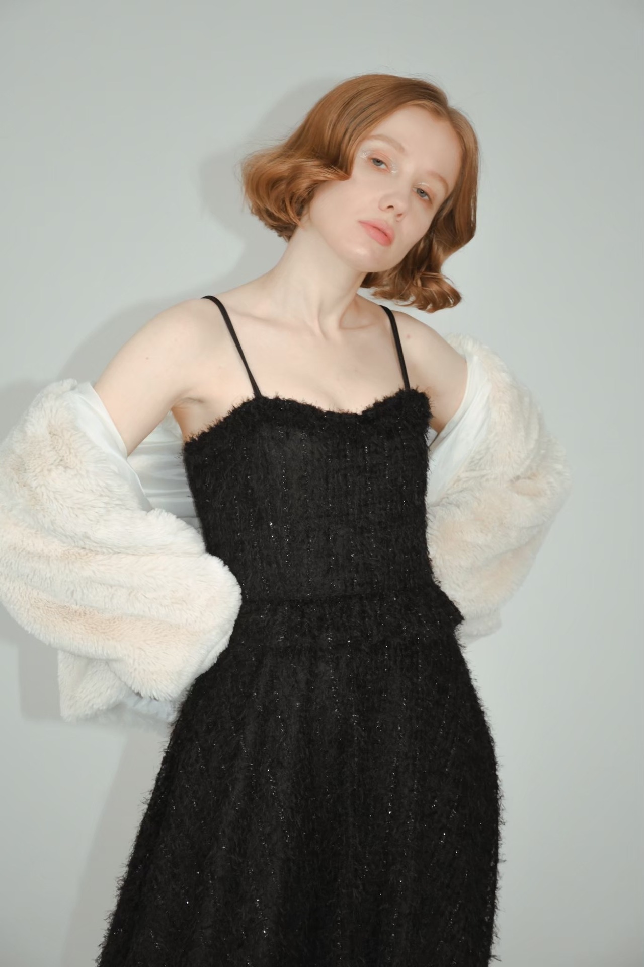 black frill ribbon dress