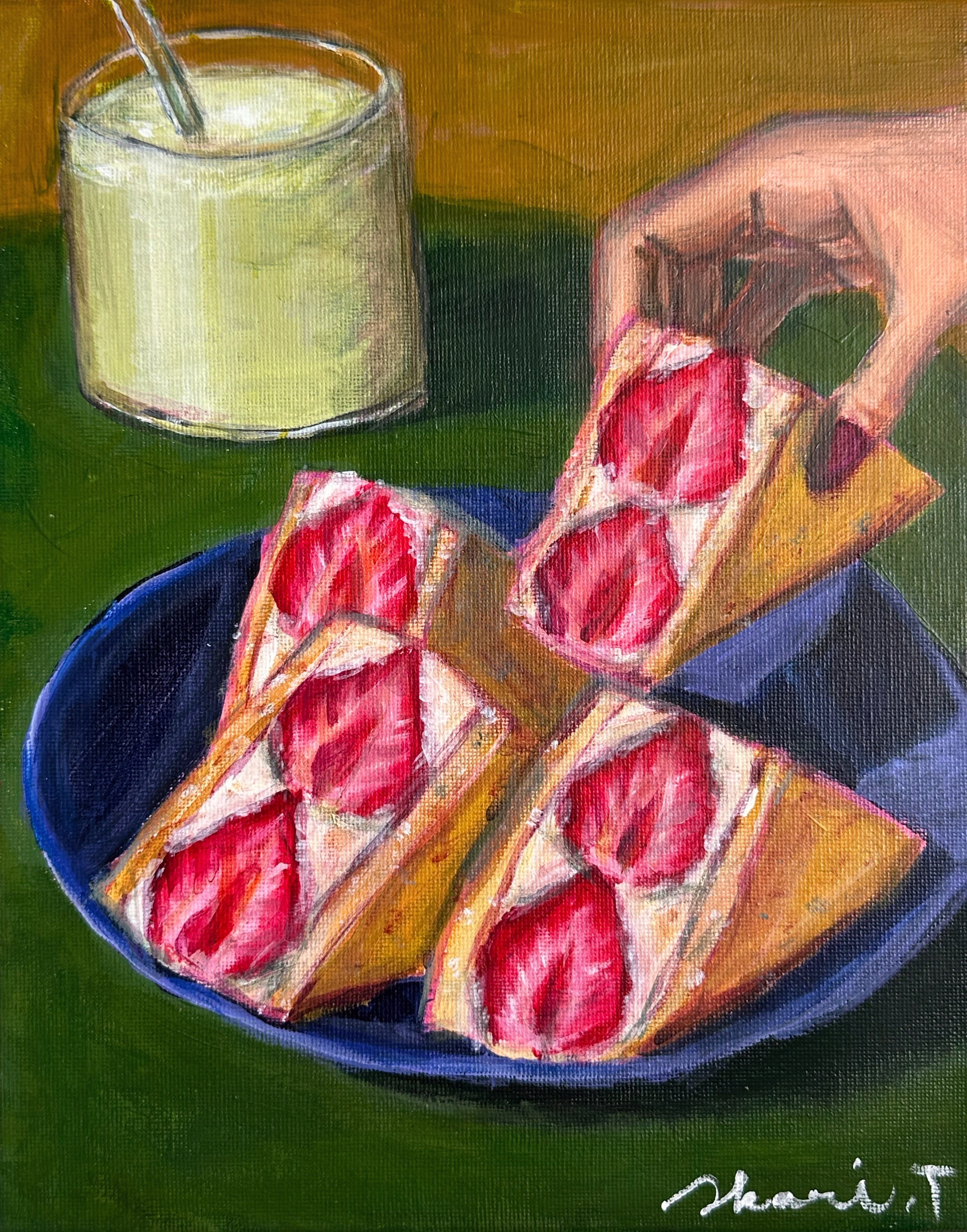 フルーツサンド　絵画 ブリオッシュ食パンのフルーツサンド | AKARI TAKESHITA