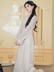 【0257】A-line High Waist Long Sleeve Dress