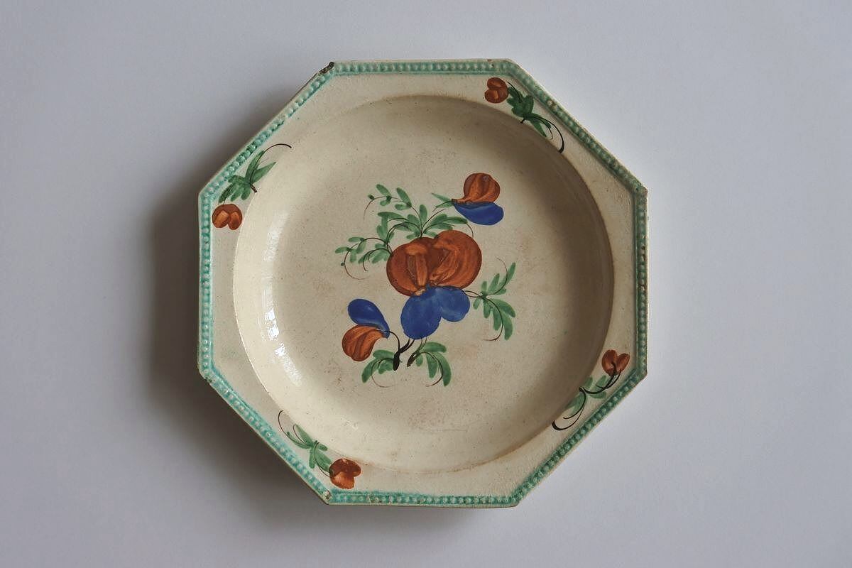 19th French Octagonal Floral Plate, AUMALE Normandy B