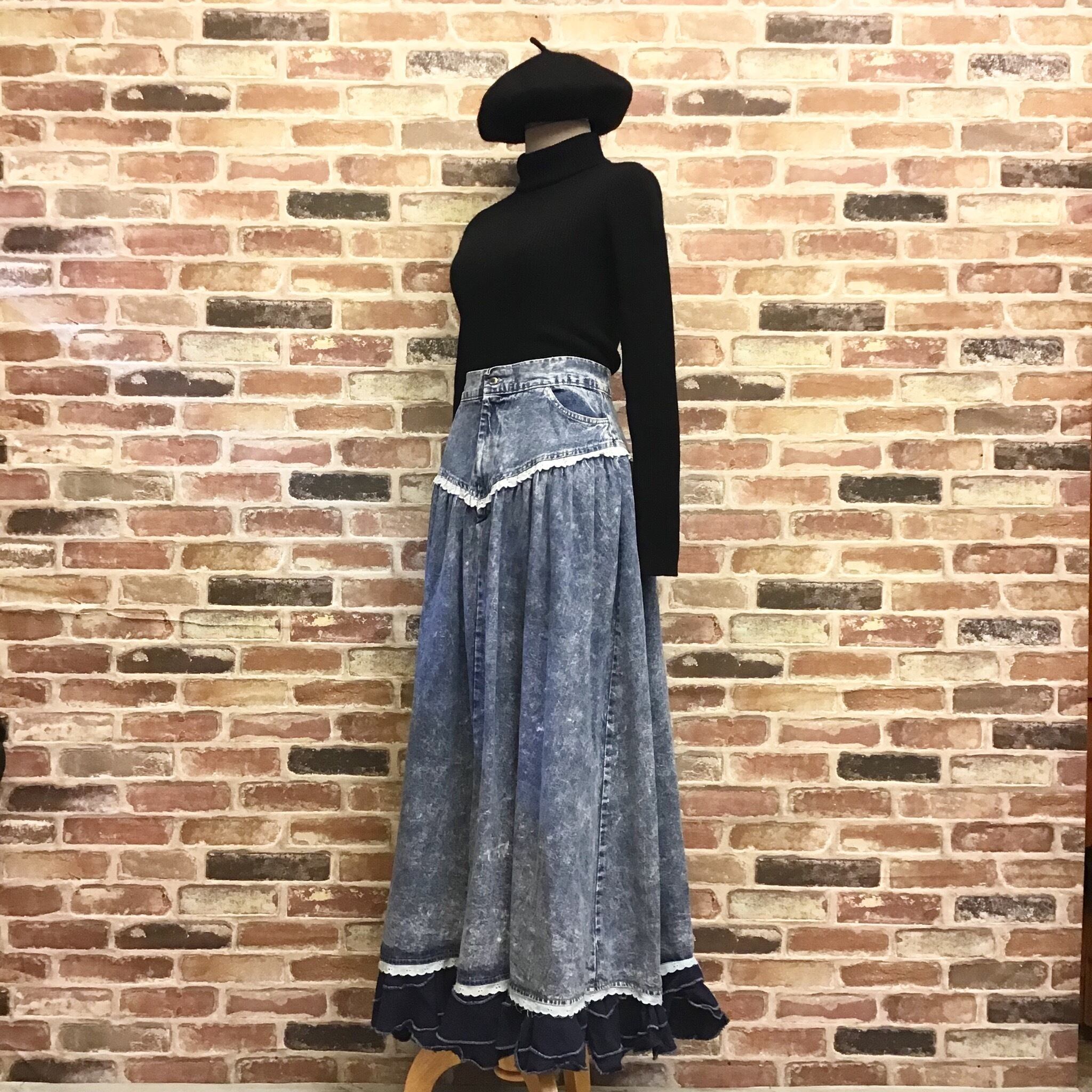 MADE IN U.S.A. Chemical Denim Skirt