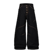 ストリート ボタン デニムパンツ P386