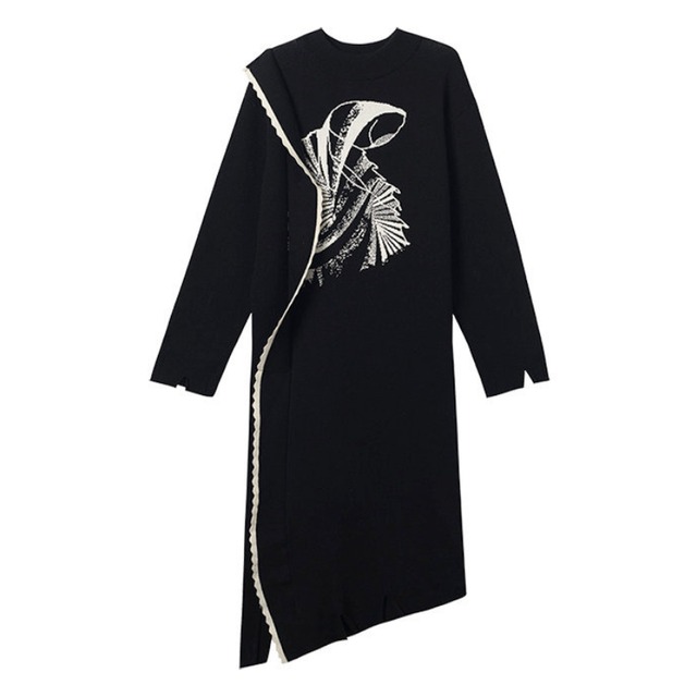 Abstract line knit one-piece C1607