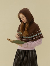 Nordique Jacquard Hooded Knit Cape F0865