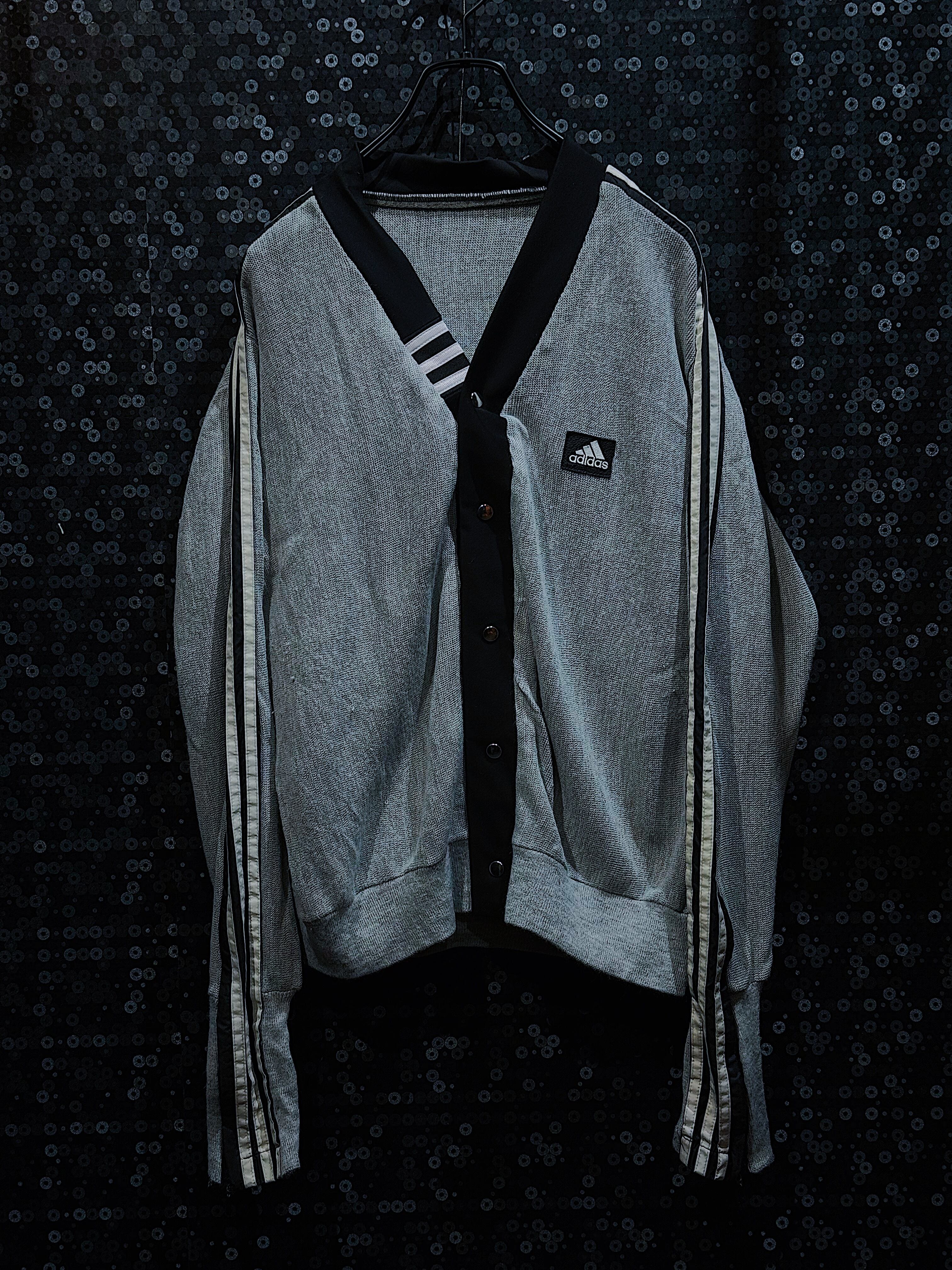"adidas remake"vintage three stripe docking gray cardigan