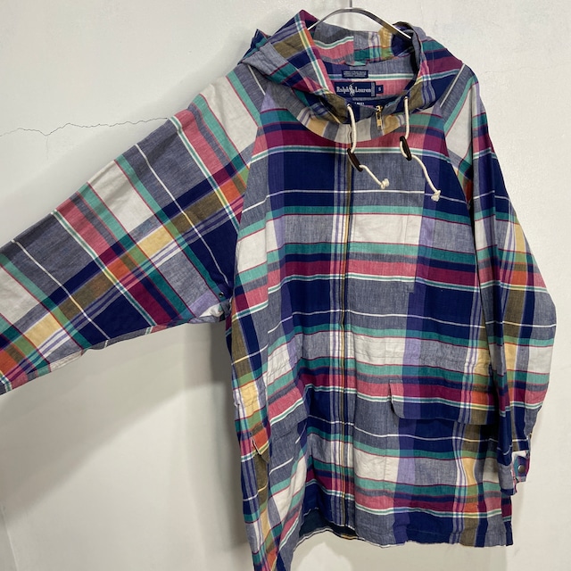 80s Ralph lauren チェック柄コットンマウンテンパーカー S