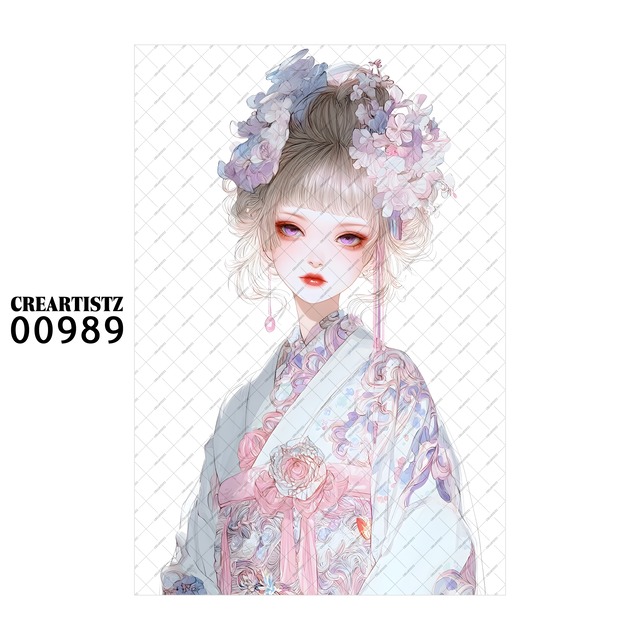 00989 ガール キュート オリジナル ペーパー/ステッカー 4枚セット CREARTISTZ