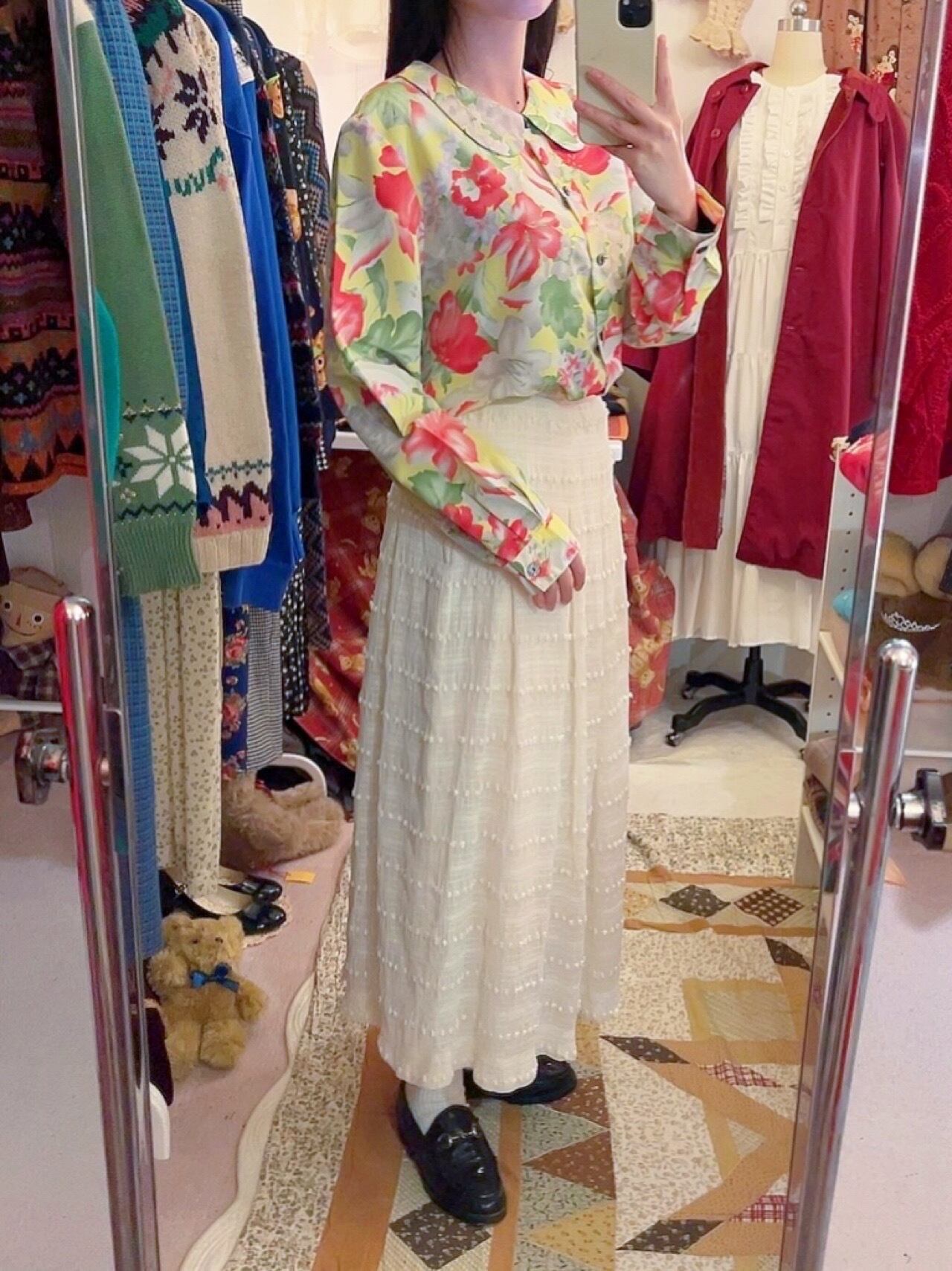 neon yellow flower blouse