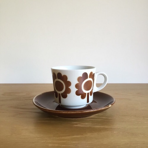 【北欧ヴィンテージ雑貨】ARABIA Stencil brown flower cup