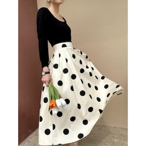 Dot high waist flare skirt《2color》