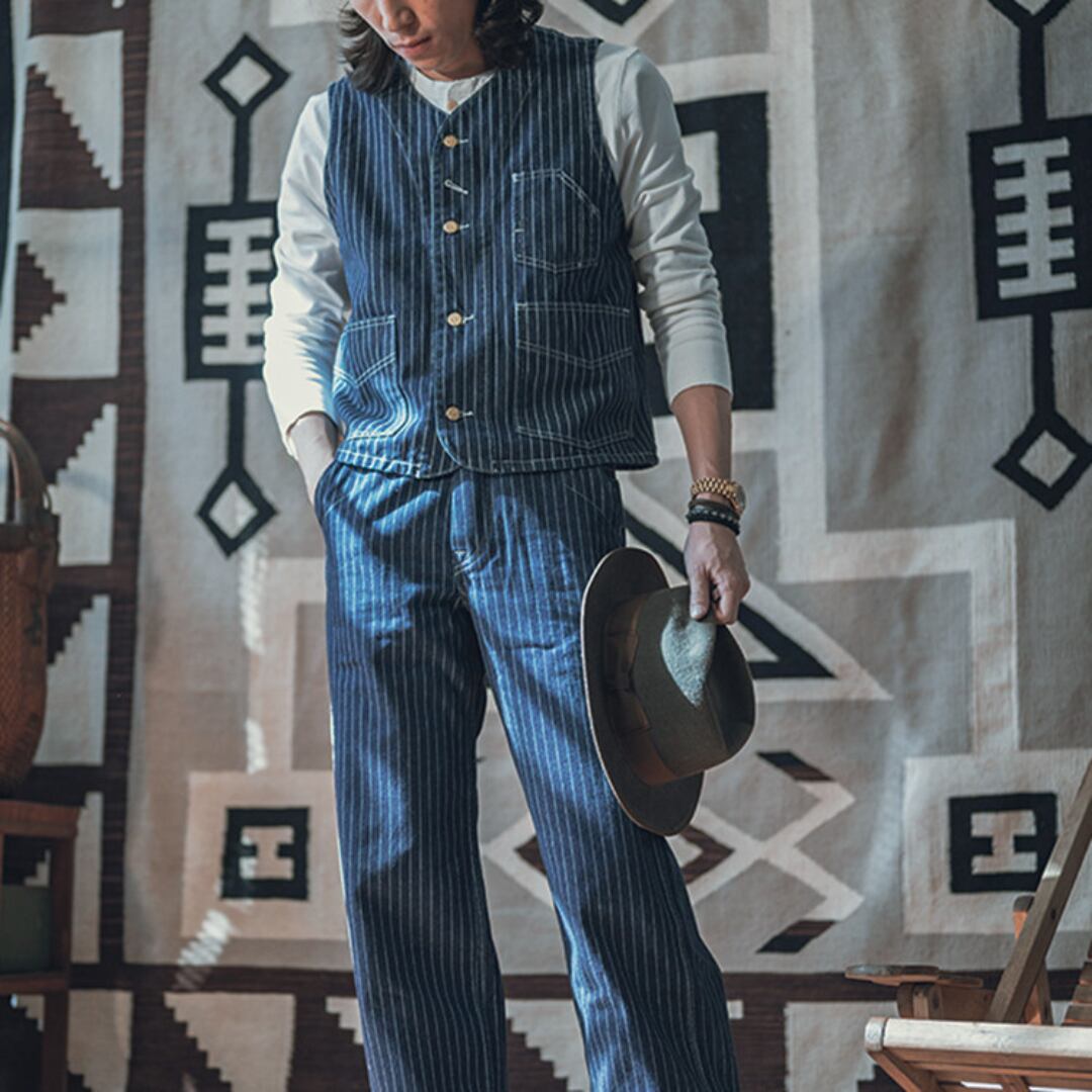 Wabash Discharge-Print Dot & Stripe Waistcoat(GV482)