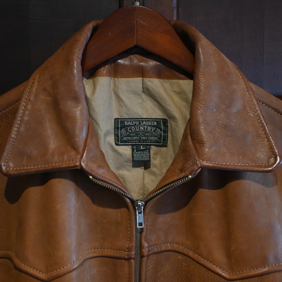 made in usa ralph lauren country vintage leather jacket583 | 【OWN