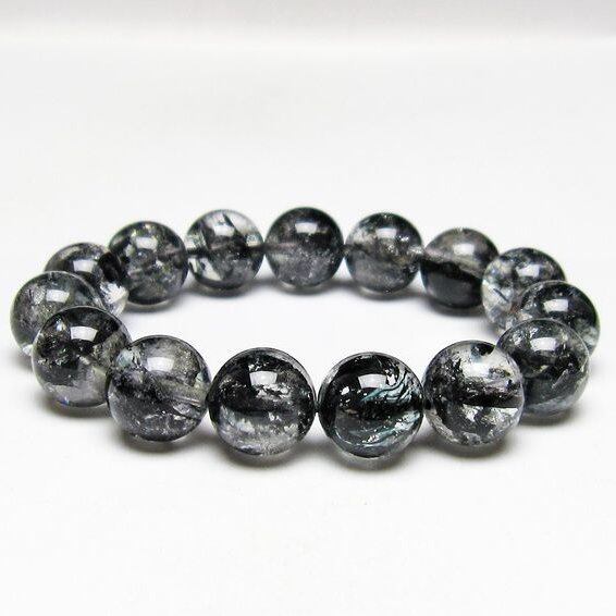 ブラックエレスチャルクォーツ ブレスレット 14mm 一点物 111-53865