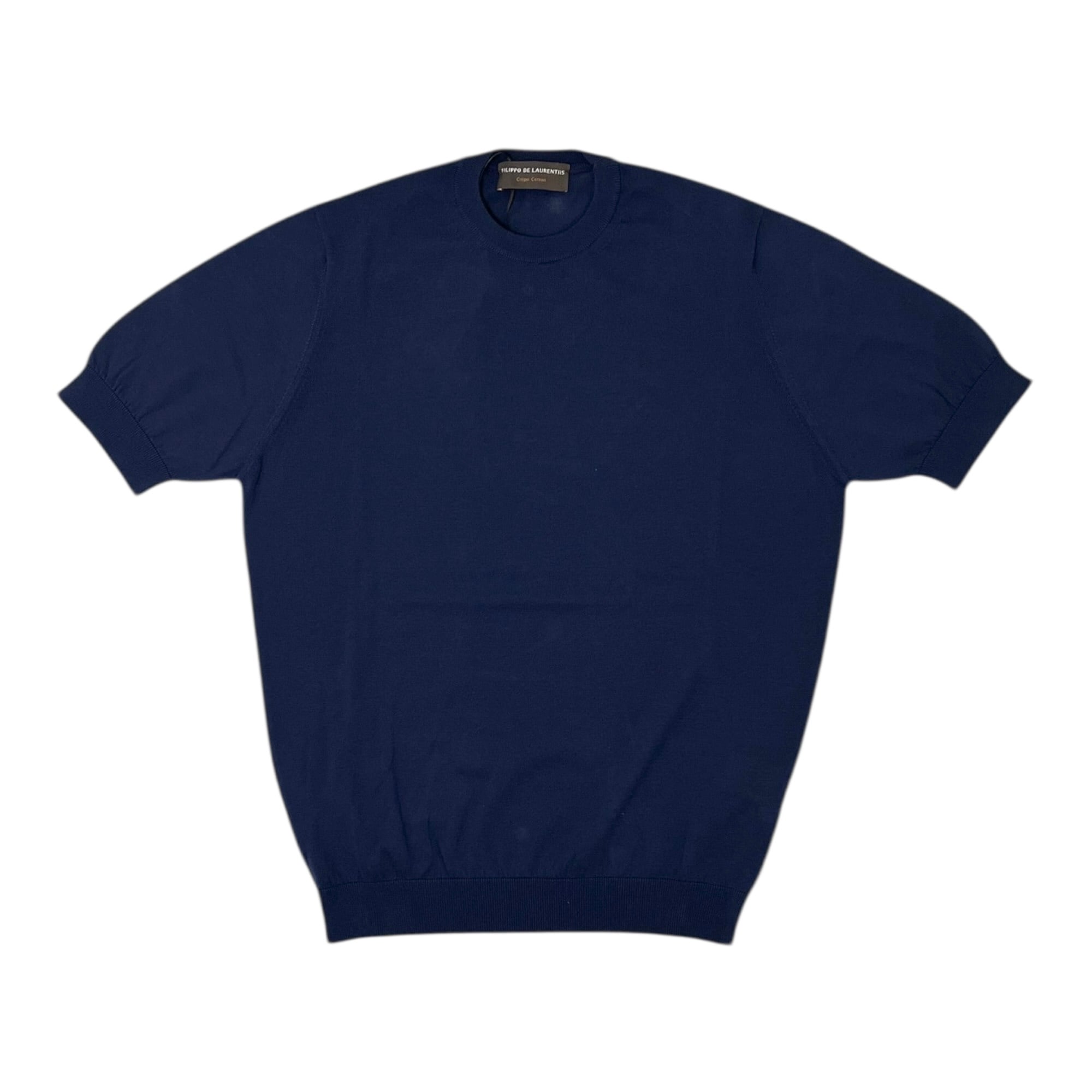 FILIPPO DE LAURENTIIS(フィリッポ デ ローレンティス) crepe cotton short sleeves knit/NAVY(880)