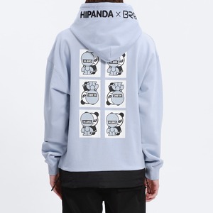 SALE 送料無料【HIPANDA ハイパンダ】メンズ フーディー スウェット MEN'S BRO PRINT BIG SIZE HOODIE SWEAT SHIRT / DARK BLUE・SAXE BLUE・PINK