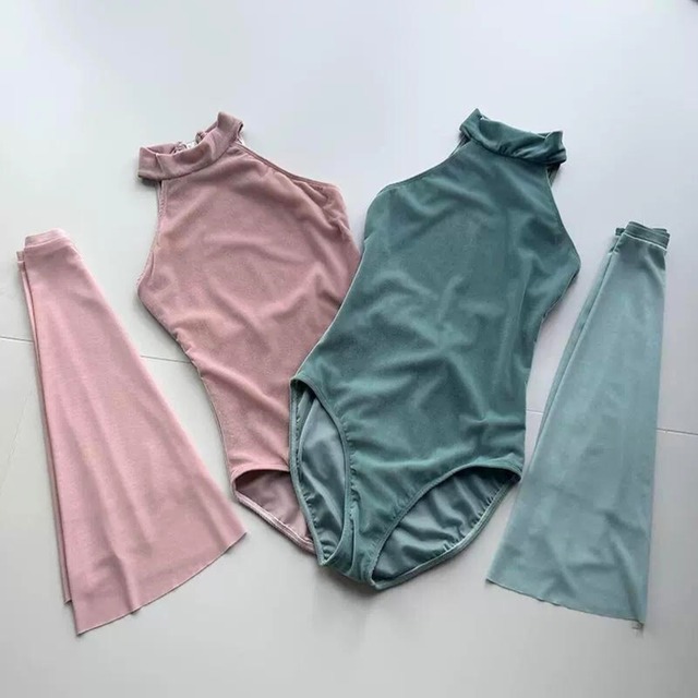 ベロア ノーブル ホルターネック レオタード 2色展開 L1291