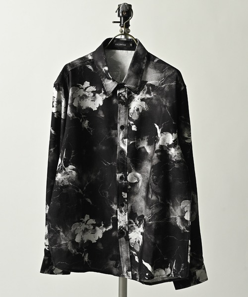 VOLUNTAS Floral print regular collar shirt (BLK) RS427003