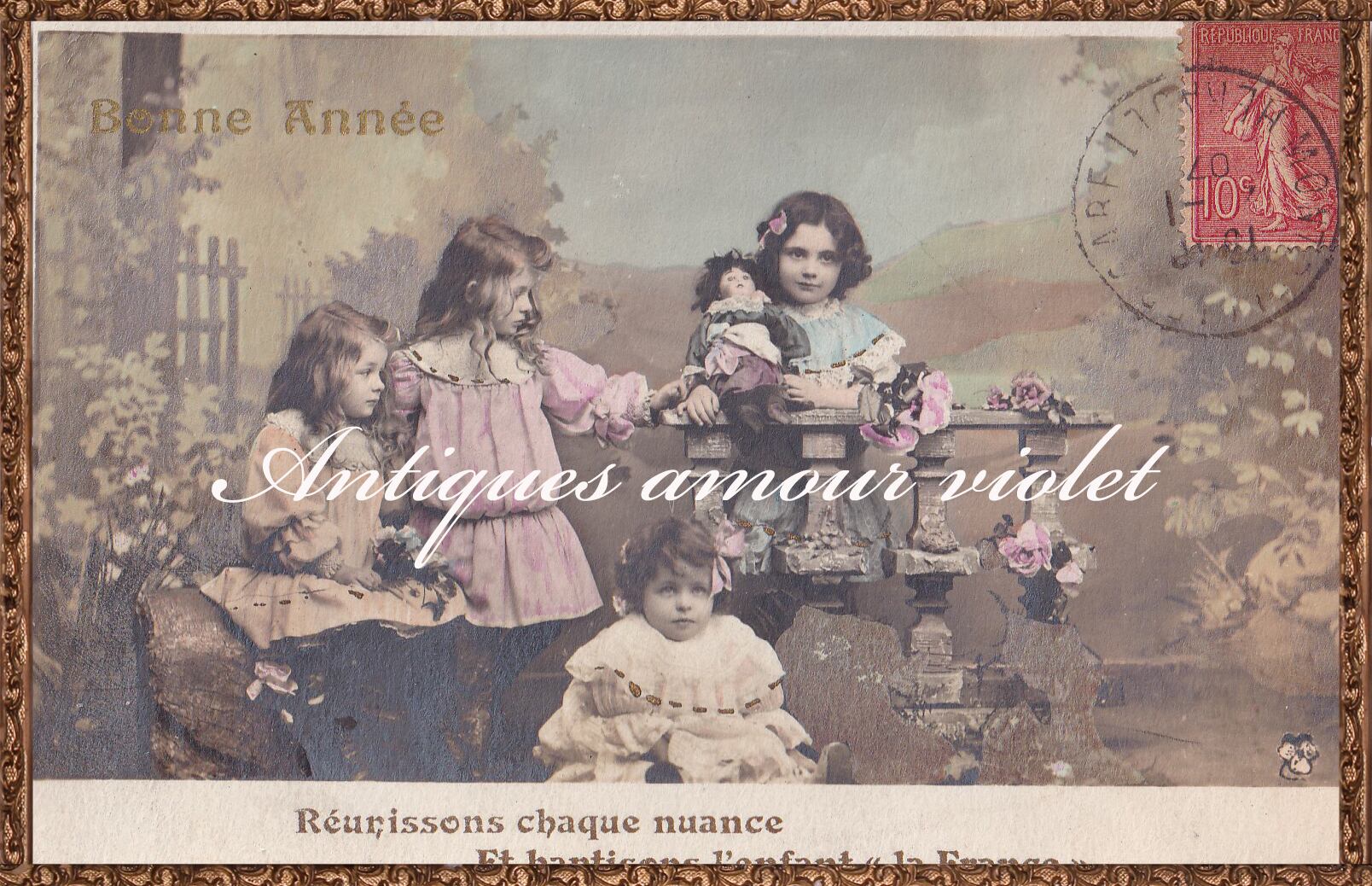 Antique postcard お人形と可愛い少女 France P203 | Antiques amour