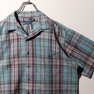 Mint Condition XL Caldwell オックスフォード ティールブルー チェック柄 ポロラルフローレン Polo Ralph Lauren 半袖開襟シャツ