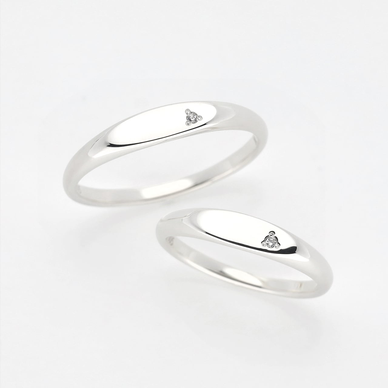 【2本セット】ツインダイヤモンド シグネットペアリング|シルバー925|TDR-005