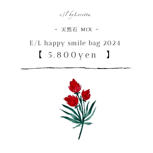 【1/1(mon)21:00～1/3(wed)23:59.】E/L happy smile Bag 2024 ＊天然石 MIX
