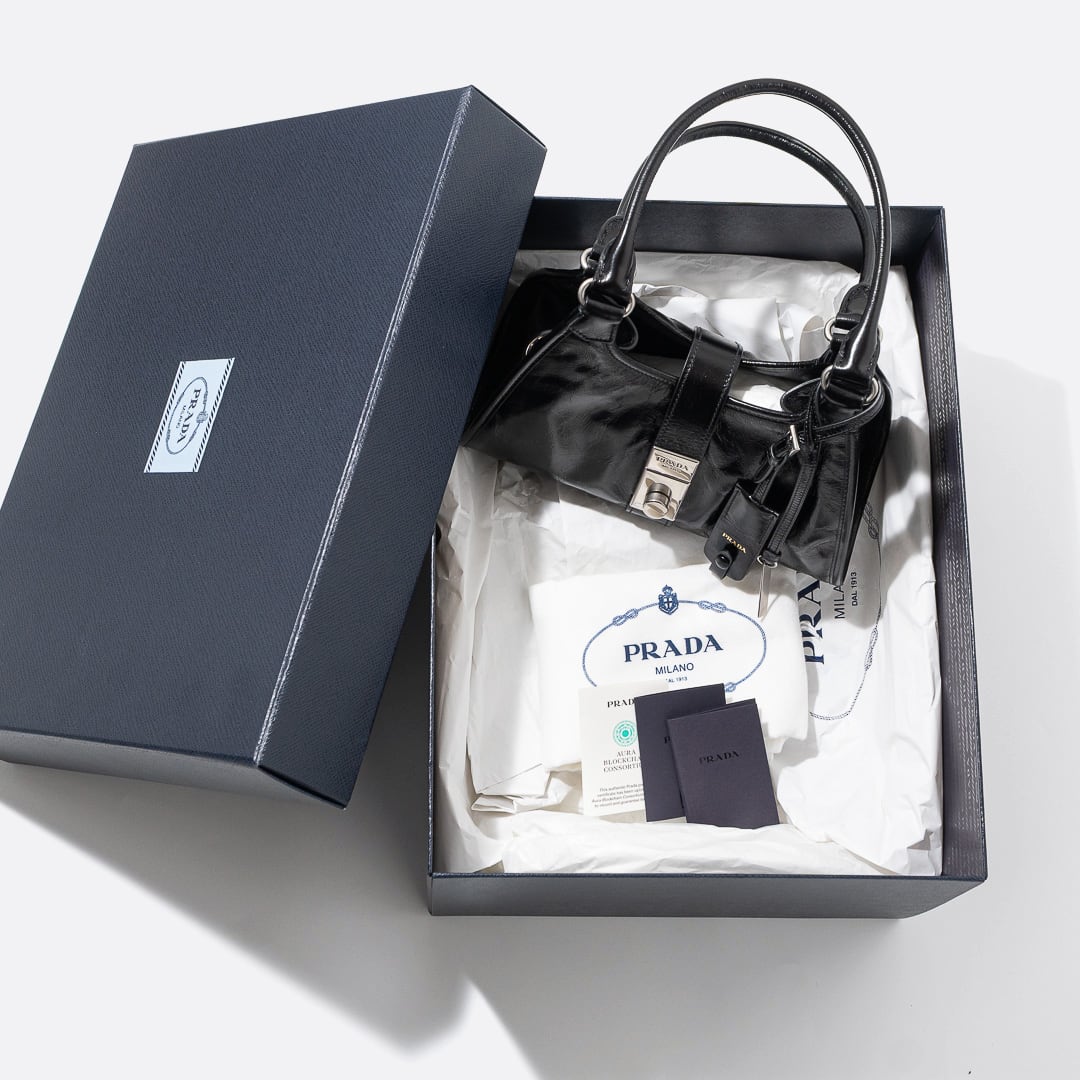 PRADA スモール レザー トートバッグ ブラック | POCKET MAISON