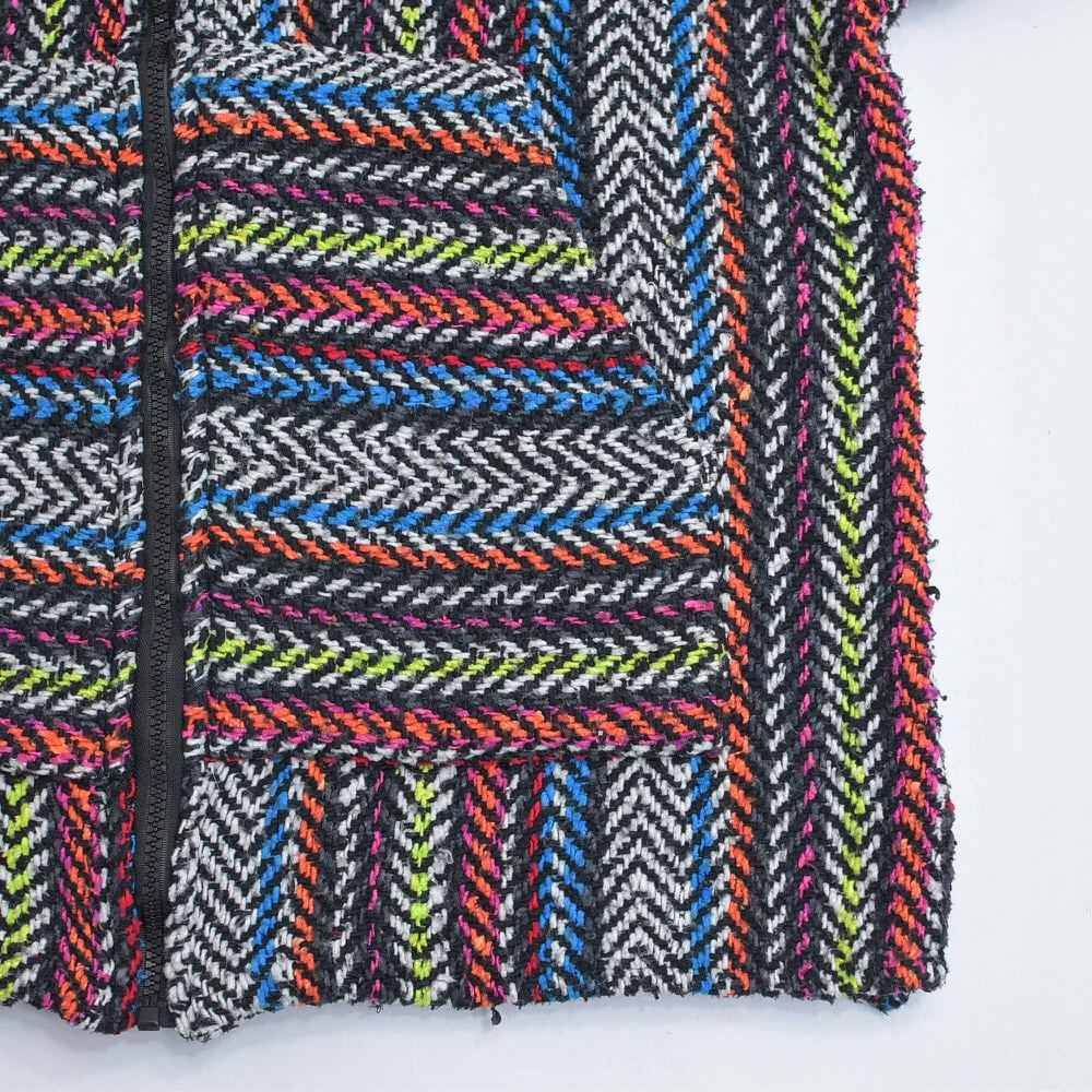 【90s vintage】レア　ジップアップメキシカンパーカー　モノクロ　古着 90s vintage】レア ジップアップメキシカンパーカー モノクロ