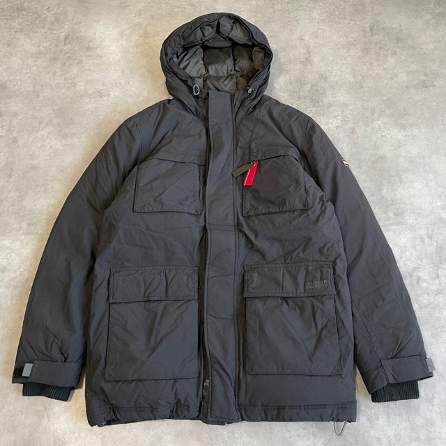 トミーヒルフィガー ダウンジャケット フード 古着 ロゴ L 黒 17382