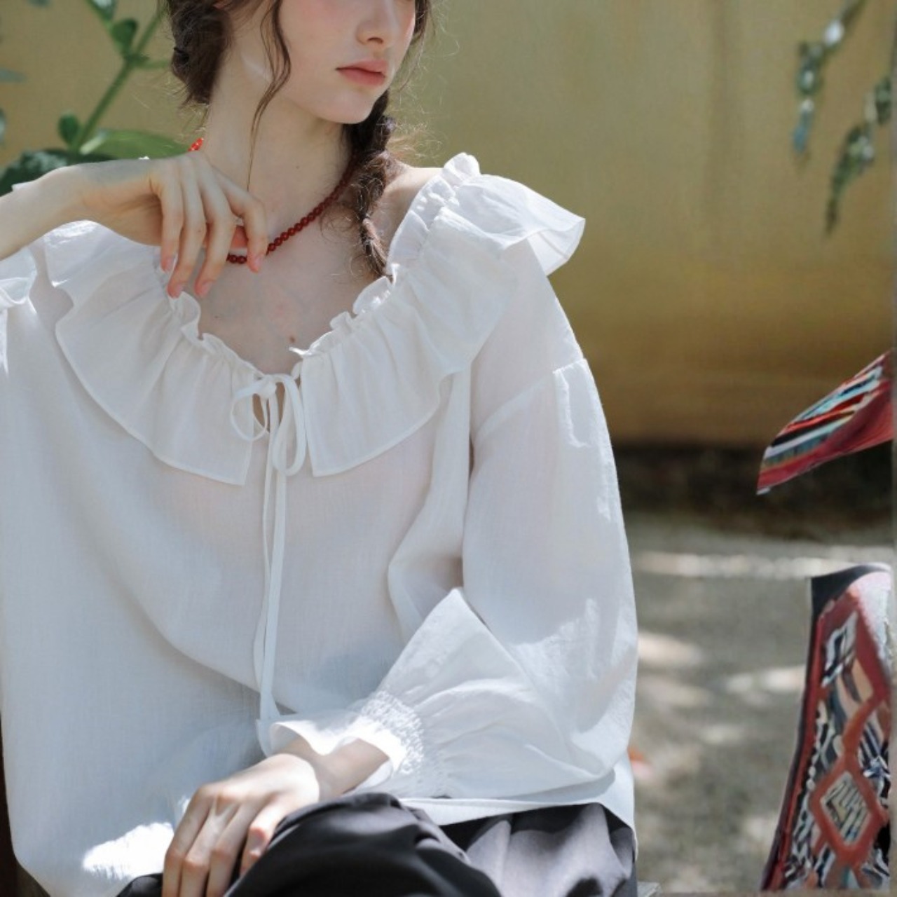 Volant Gather Blouse F0579