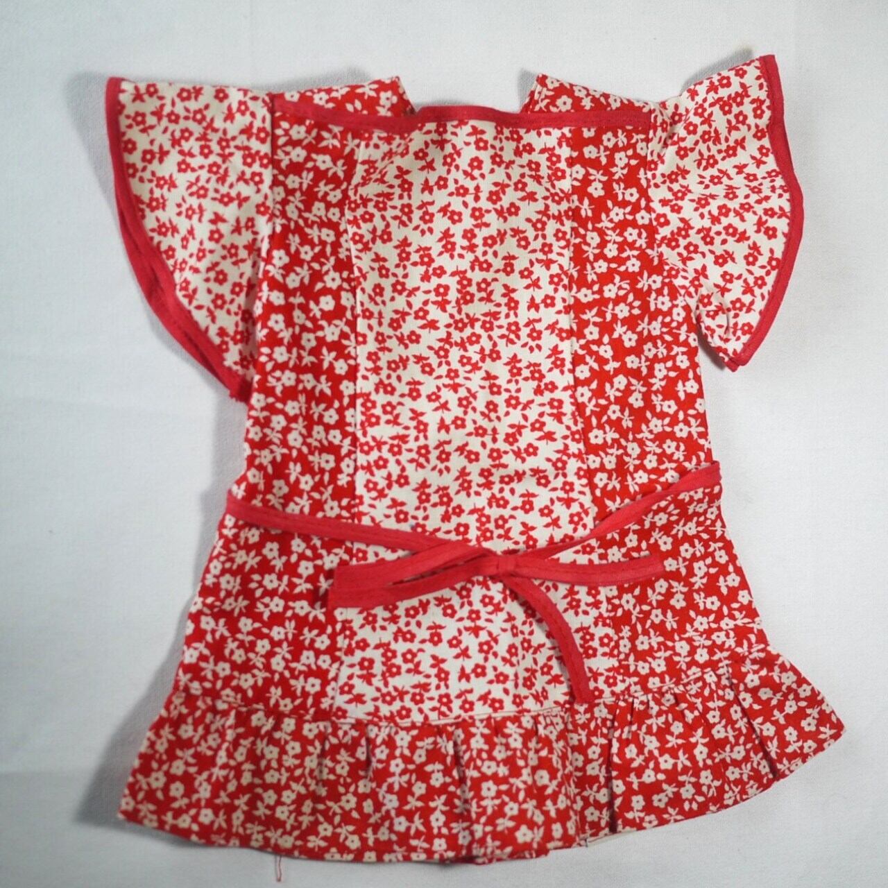 ドールドレス 人形服 赤い小花のコットンワンピース ’70~’80 ドイツ