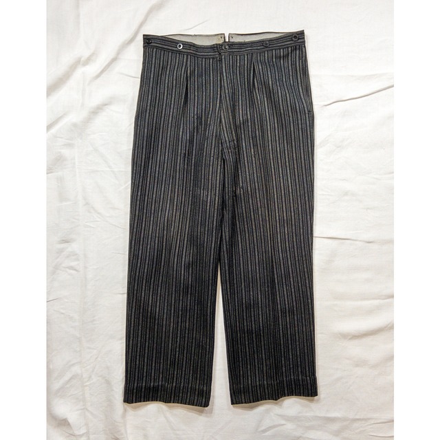 【1940-50s】"French Vintage" Cotton Stripe Work Trousers, Good Condition!!