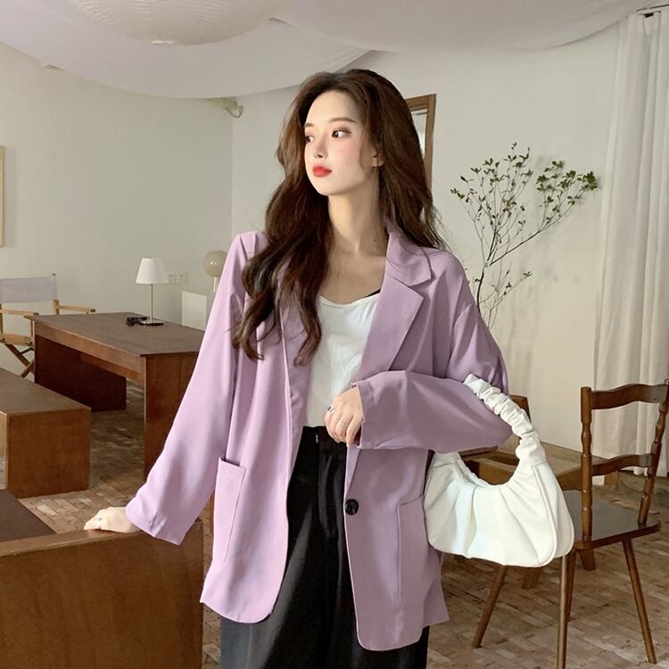 ジャケット スプリングオータム薄手ルーズトップス ロング ストリート 春物 秋物 1号婦人32366256118