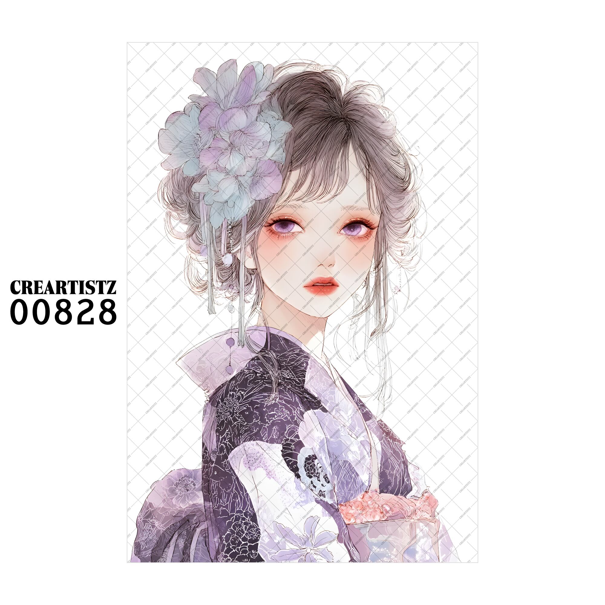 00828 ガール キュート オリジナル ペーパー/ステッカー 4枚セット CREARTISTZ