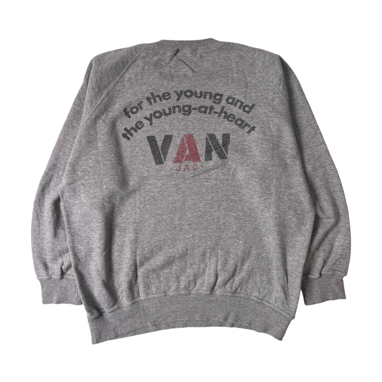 VAN JAC ヴァンヂャケット アーチロゴ 長袖トレーナー L/グレー/スウェット