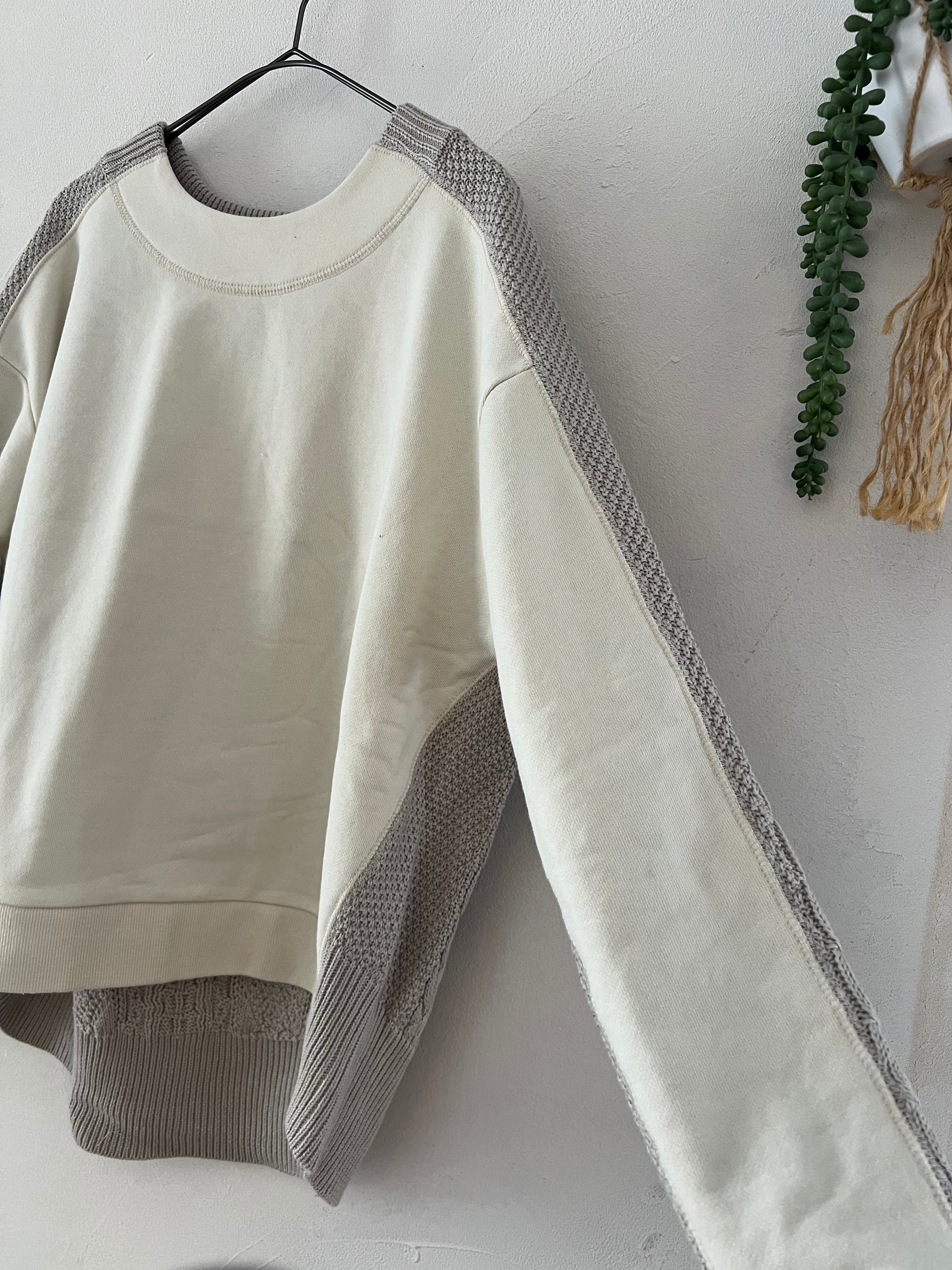 【SELECT】スウェット×ケーブルニットドッキングプルオーバー　25-0496