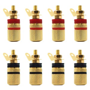 【数量限り】GeeSo 8個 34.5mm 真鍮 金メッキ スピーカーターミナル バインディング ポストバナナプラグ対応 赤4 黒4 配線接続